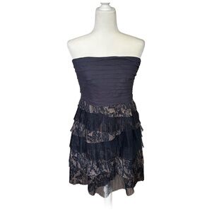 MM Couture by Miss Me Blue Tan Strapless Mini Dress NWT Size Large